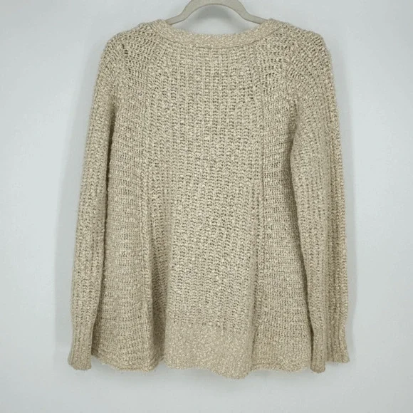 Anthropologie Moth Womens M Boucle Knit Oversized Sweater Cream Wool Boho - Picture 6 of 9